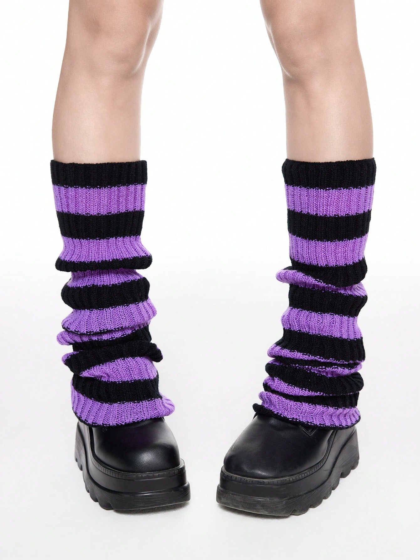 Anime 1 Pair Women Thigh High Striped Leg Warmers, 60cm Length, Suitable For All Seasons