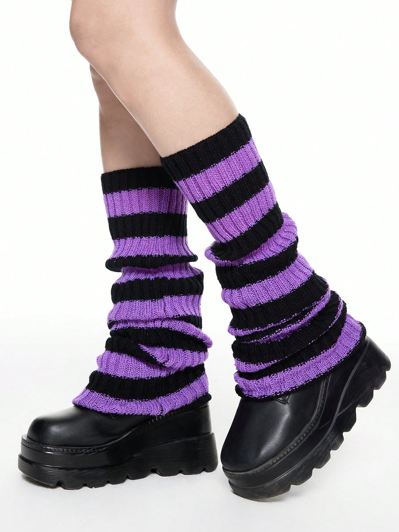 Anime 1 Pair Women Thigh High Striped Leg Warmers, 60cm Length, Suitable For All Seasons
