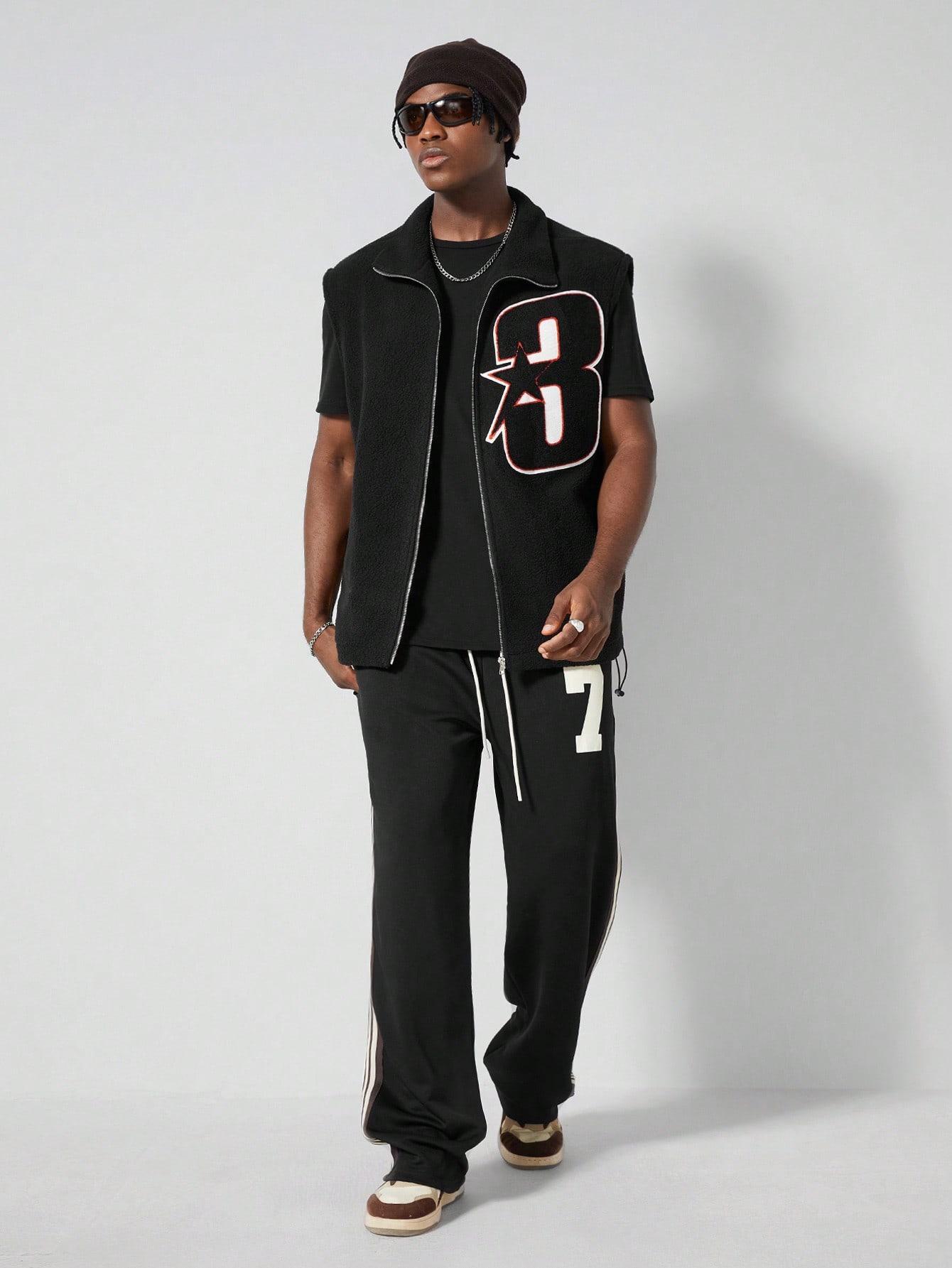 Prep Men's Casual Fleece Number Applique Vest, Autumn/Winter