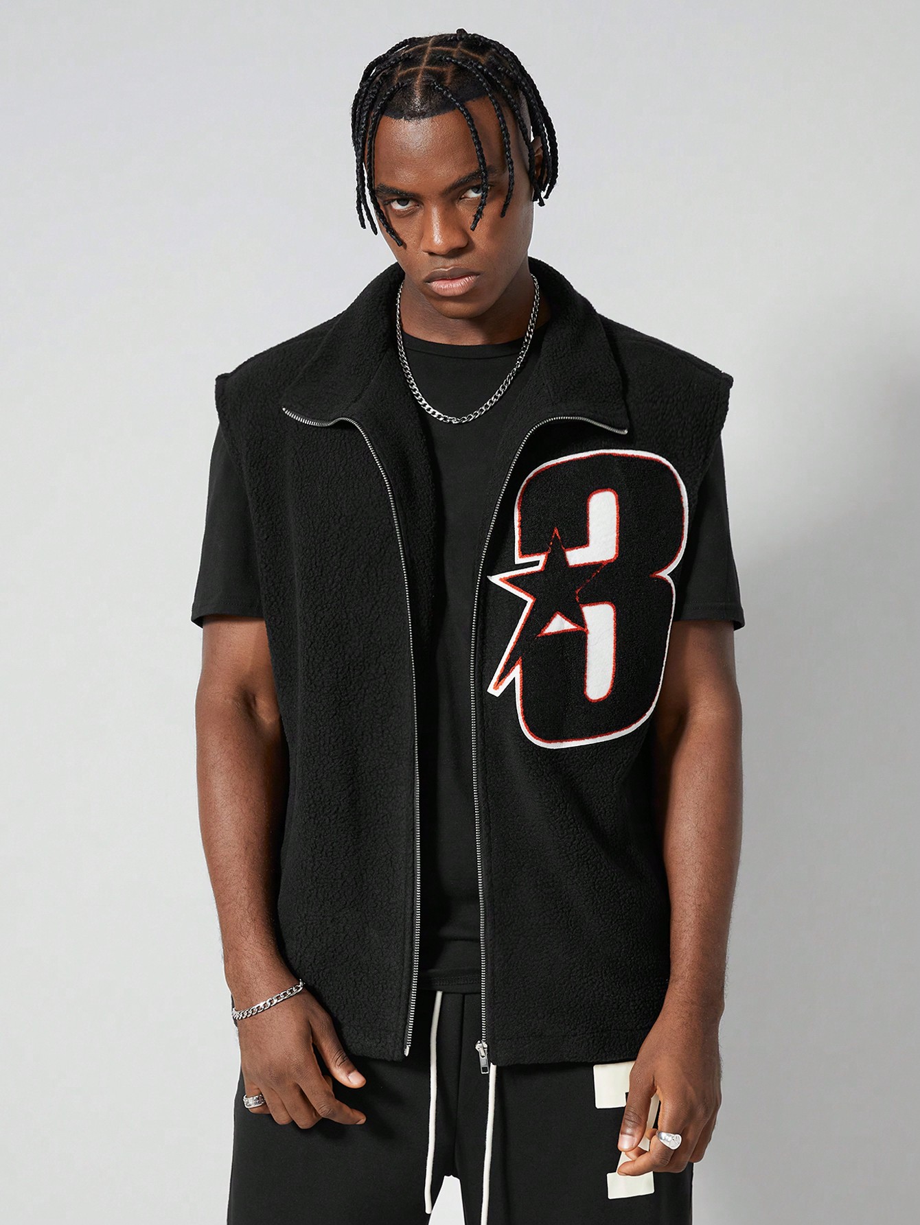 Prep Men's Casual Fleece Number Applique Vest, Autumn/Winter