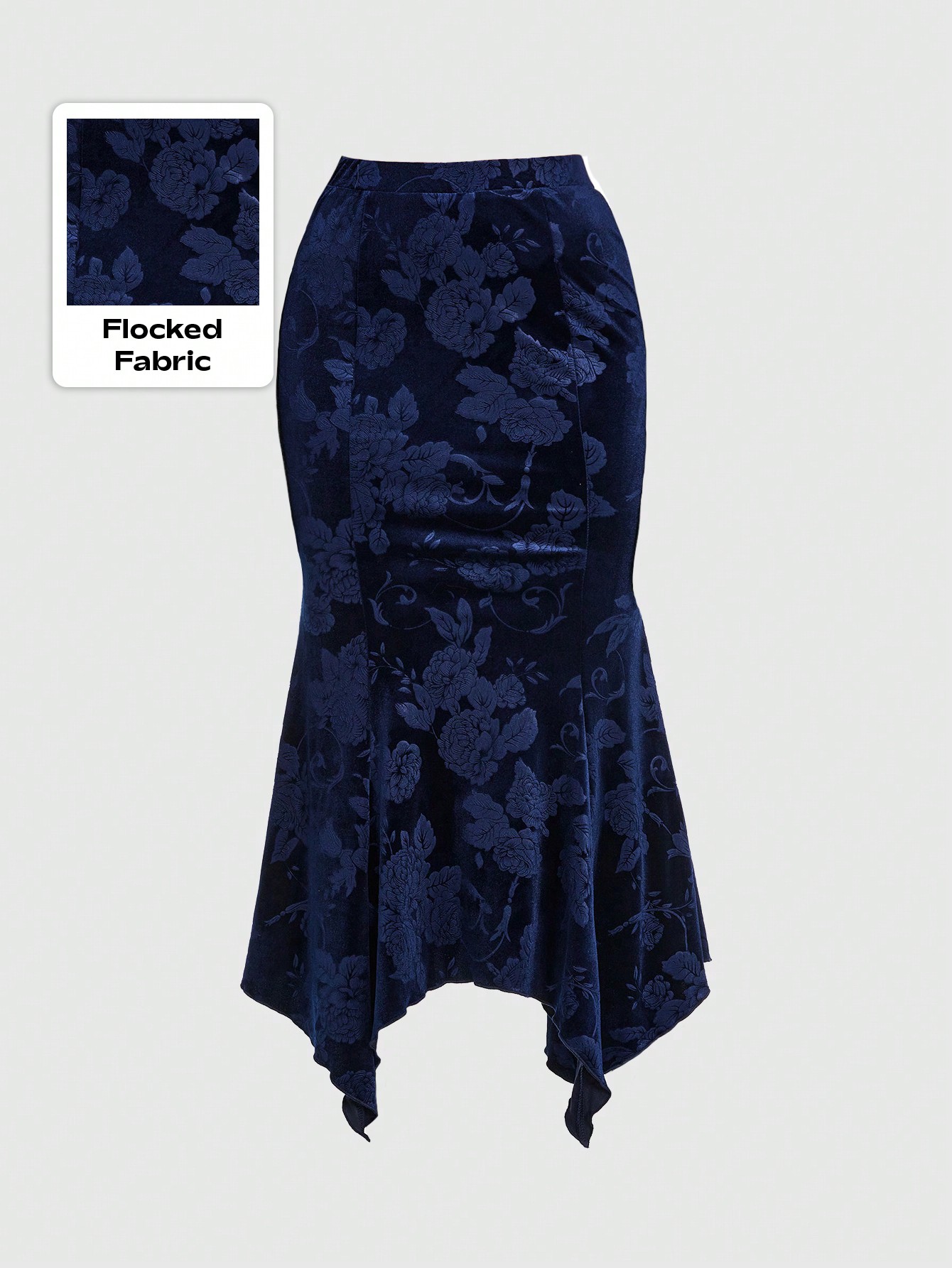 Hippie Hippie Velvet Embossed Asymmetrical Hem Women Skirt