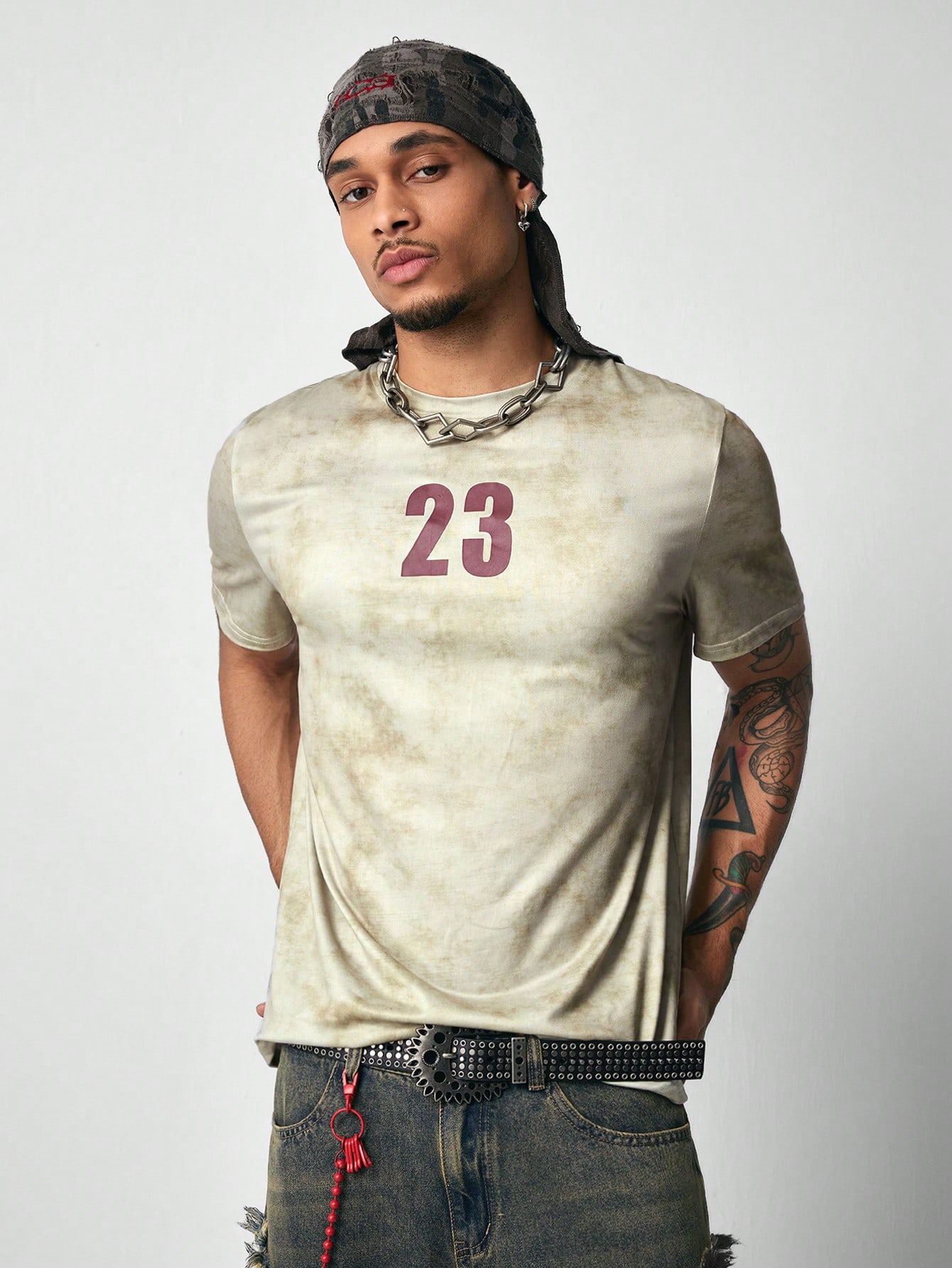 Street Life Men's Casual Numeric Print Round Neck Short Sleeve T-Shirt