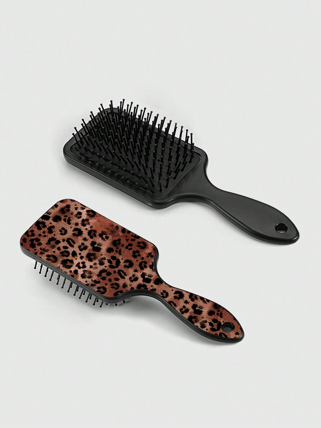 Grunge Punk 1pc Vintage Splash-Ink Leopard Print Asymmetrical Creative Air Cushion Long Handle Hair Brush