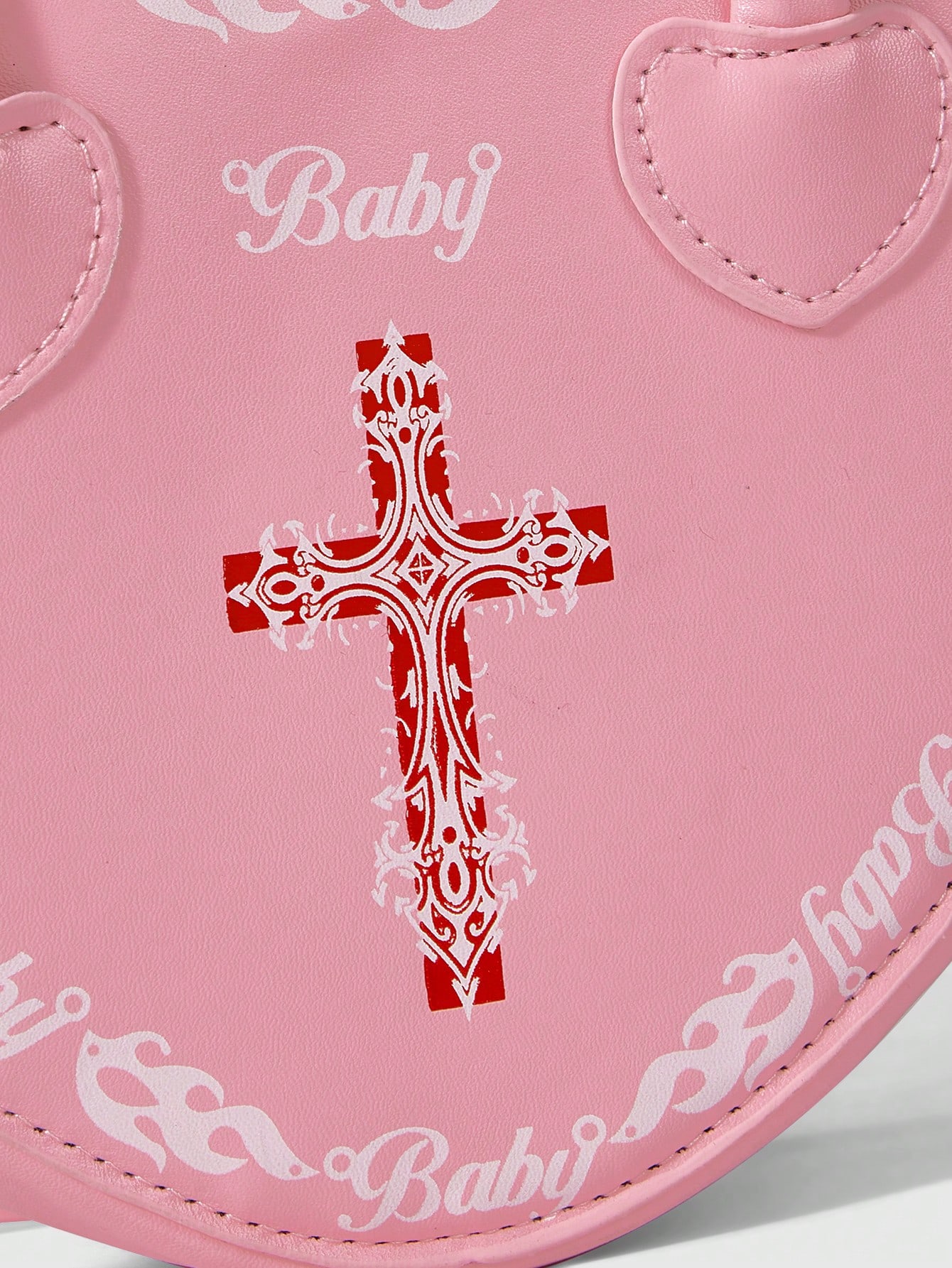Kawaii Fashionable Contrast Color Cross Floral Print Handbag With Heart Design For Women Valentines