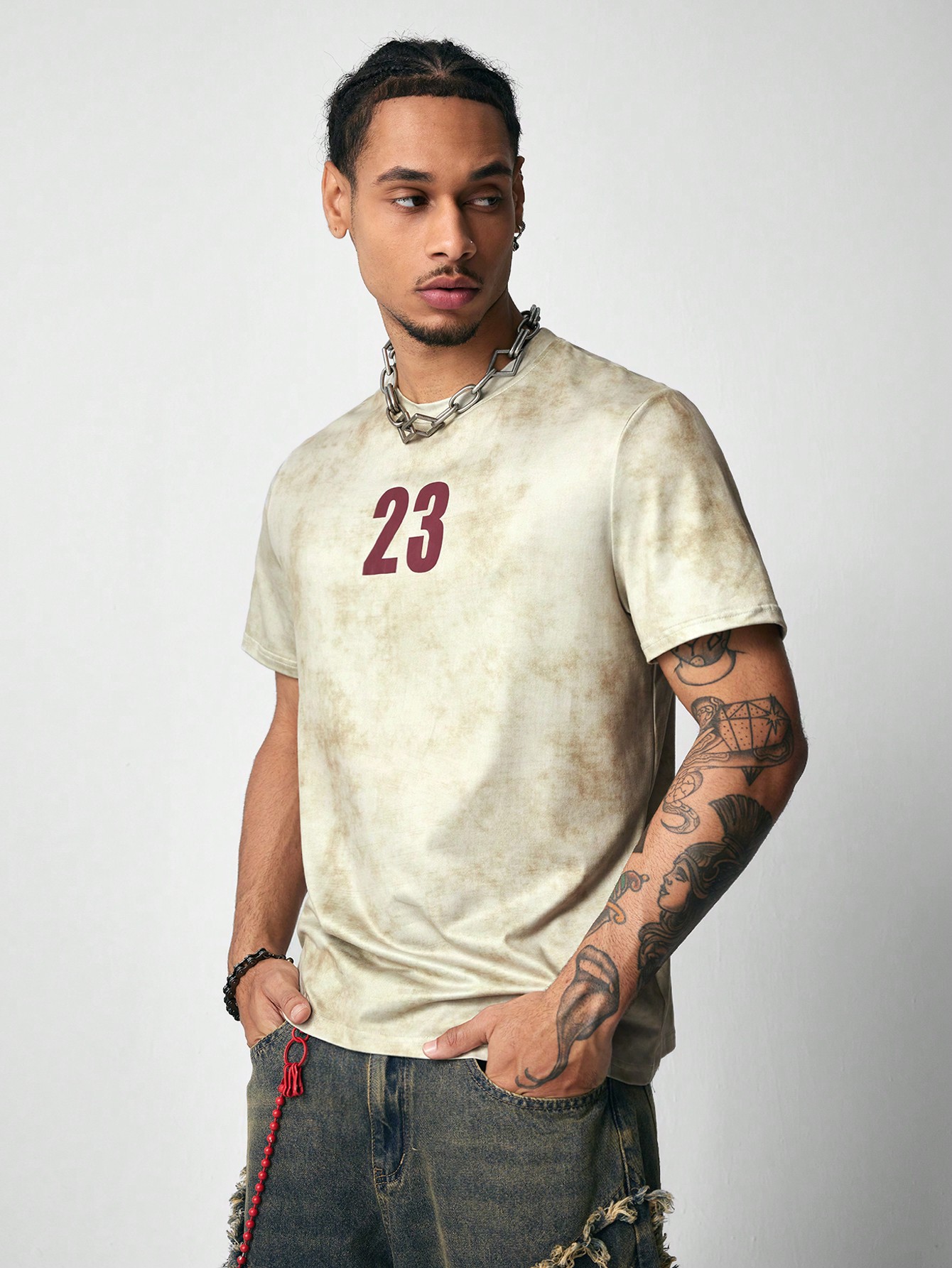 Street Life Men's Casual Numeric Print Round Neck Short Sleeve T-Shirt