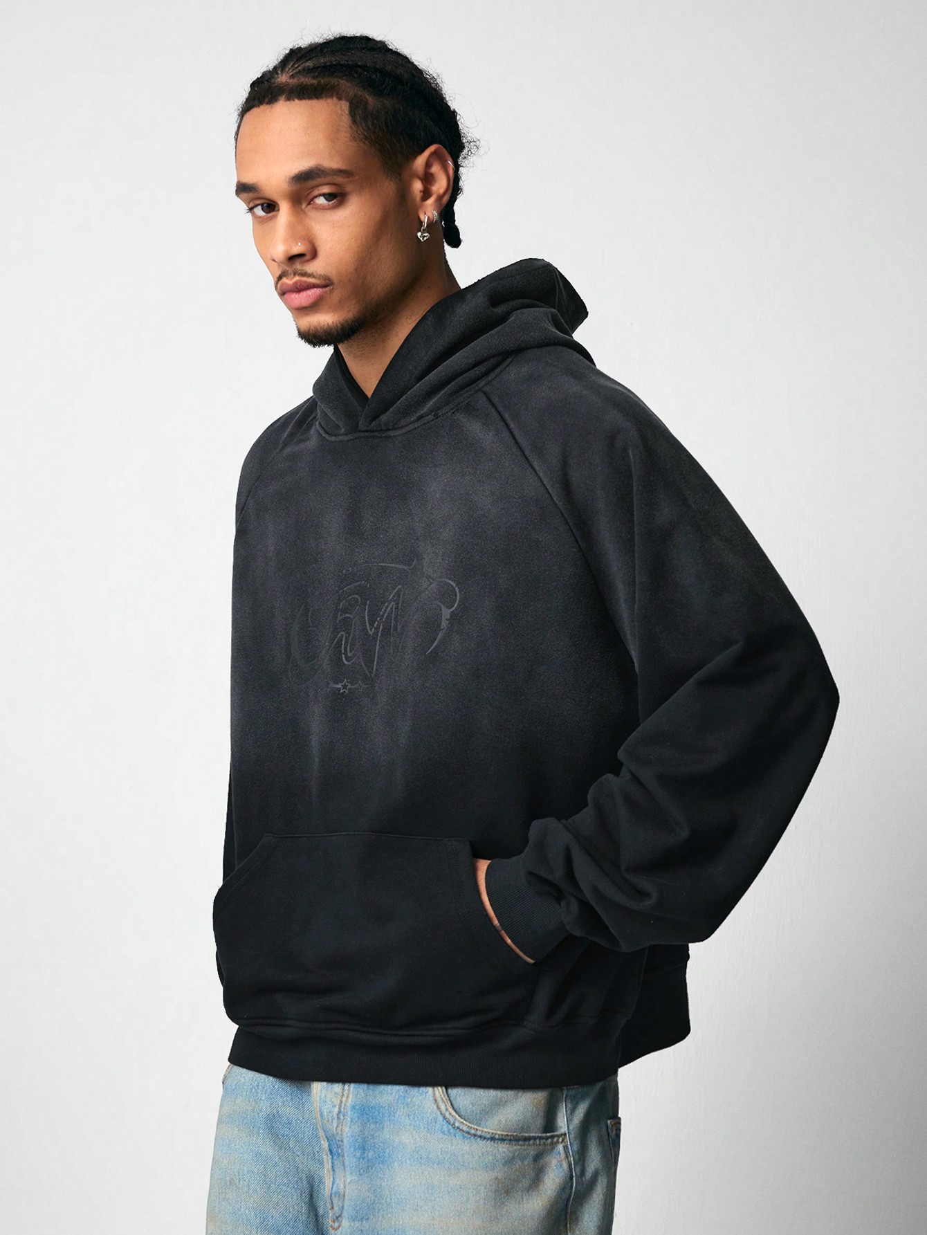 Street Life Men's Bleached Zebra Print Short Hooded Sweatshirt, Street Style