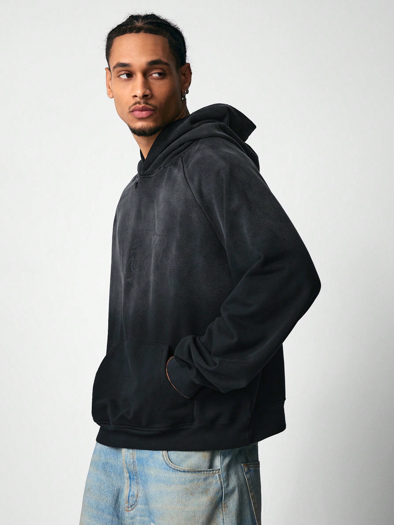 Street Life Men's Bleached Zebra Print Short Hooded Sweatshirt, Street Style