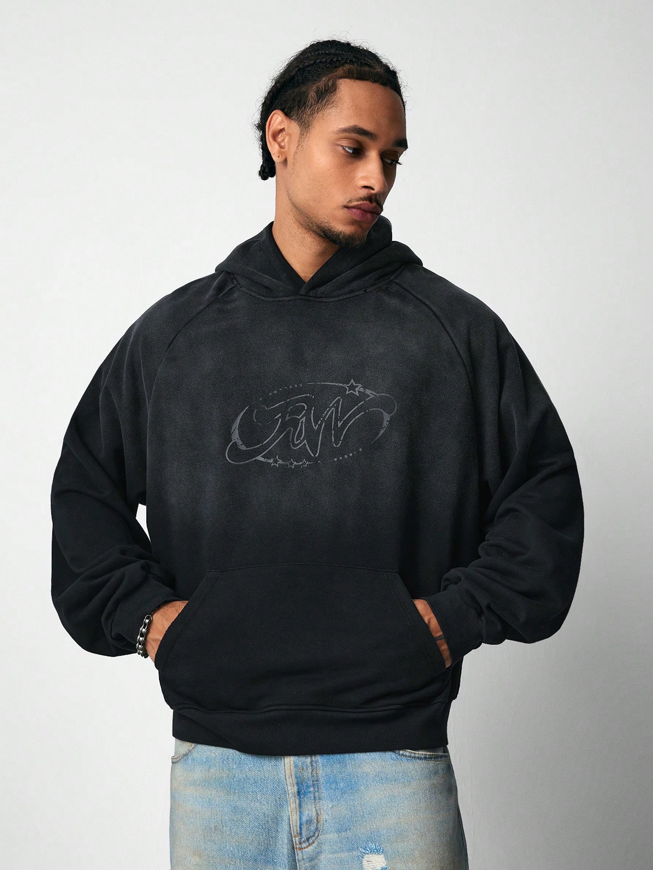 Street Life Men's Bleached Zebra Print Short Hooded Sweatshirt, Street Style