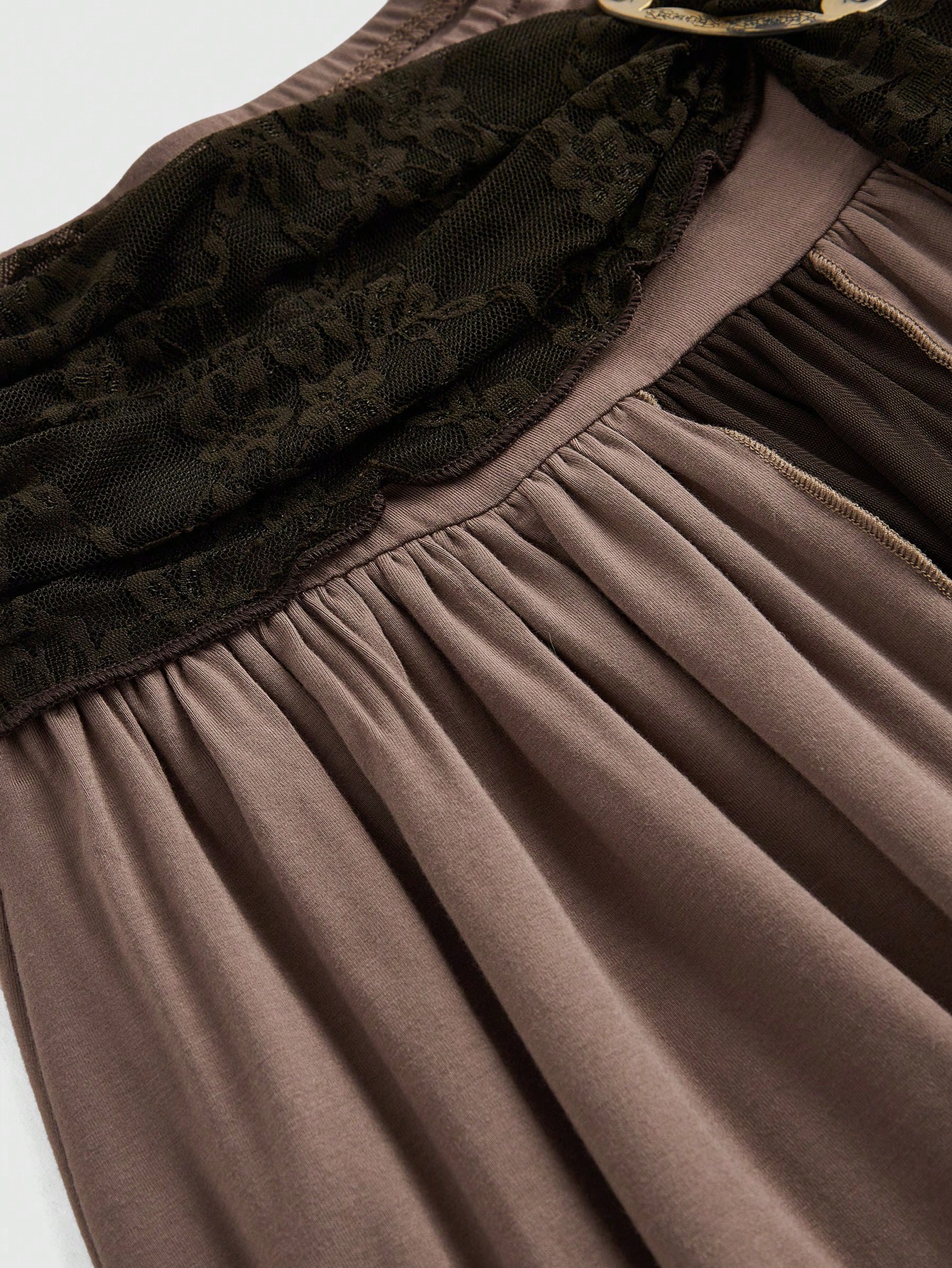 Fairycore Fairycore Style Asymmetrical Lace Contrast Mesh Long Women Skirt