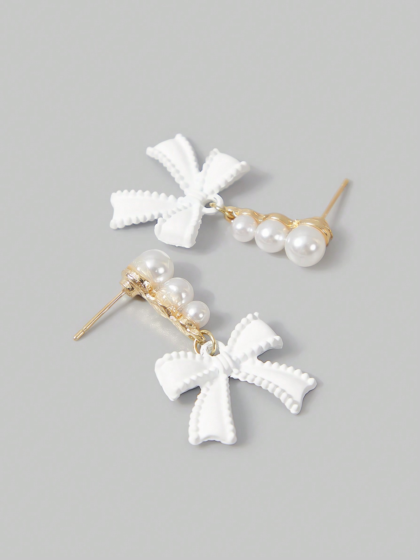 Kawaii 1 Pair Elegant Luxury Style Faux Pearl Bow Earrings