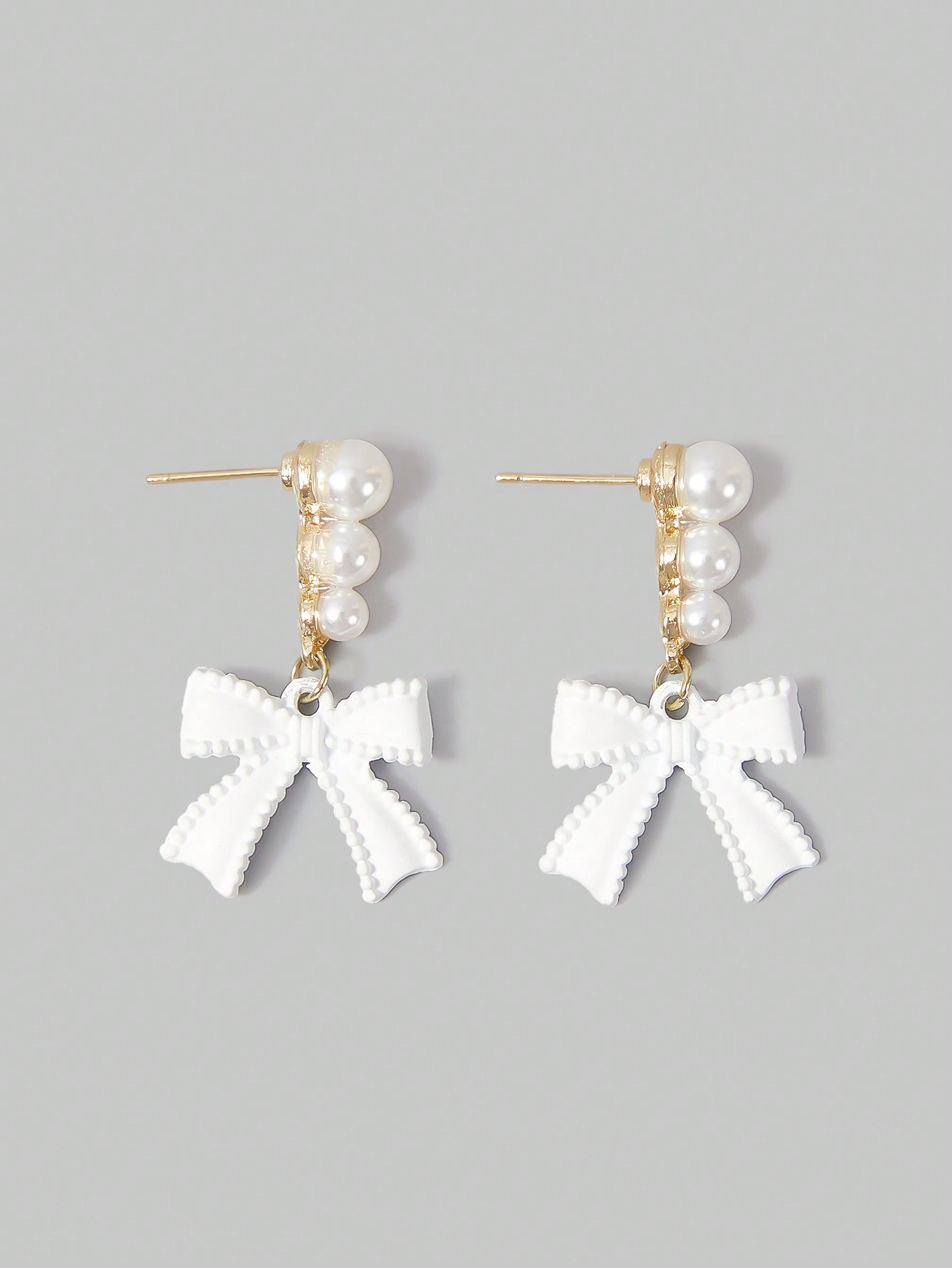 Kawaii 1 Pair Elegant Luxury Style Faux Pearl Bow Earrings