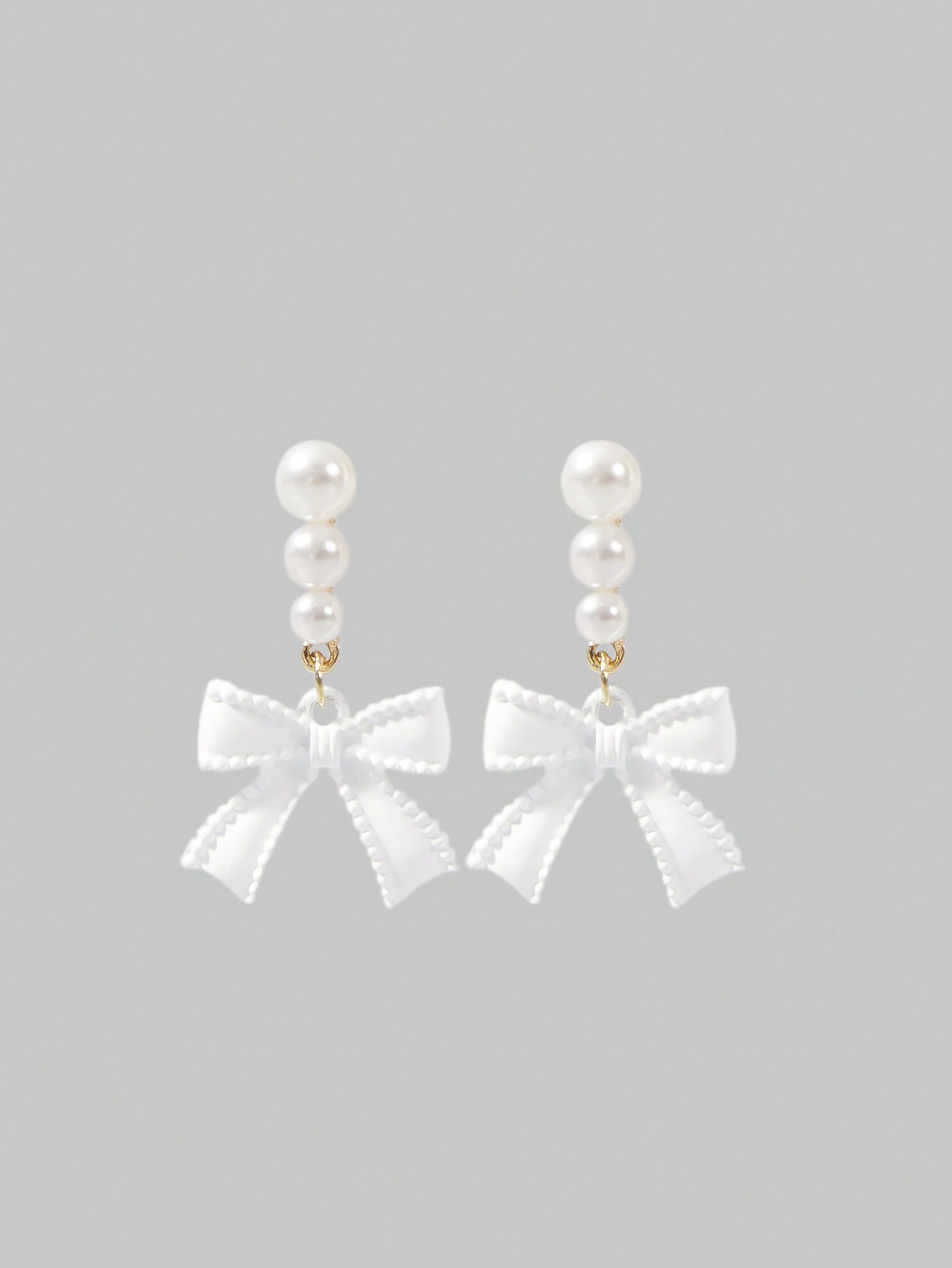 Kawaii 1 Pair Elegant Luxury Style Faux Pearl Bow Earrings