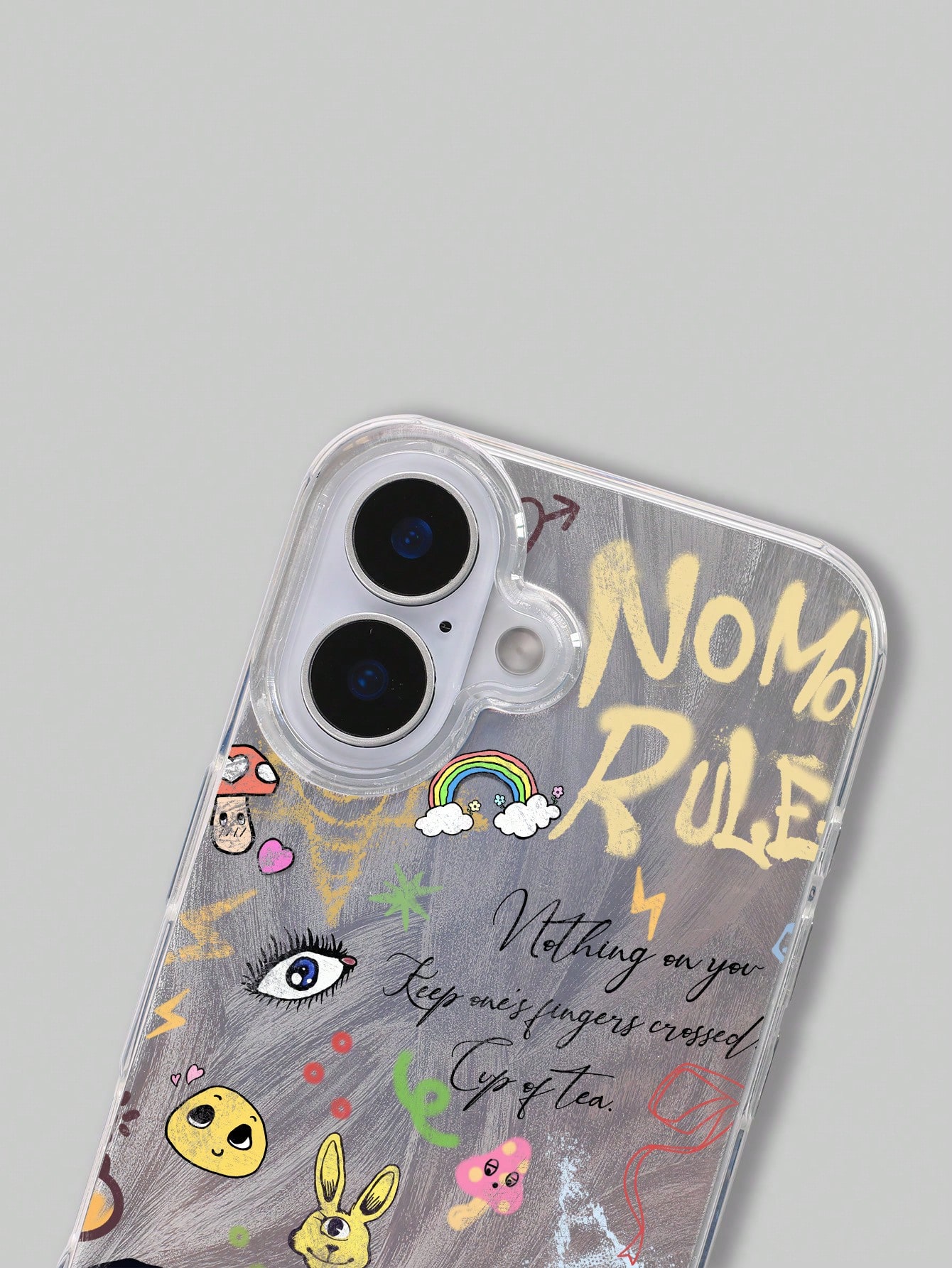 Kawaii 1pc Laser Feather, Bunny & Reaper Design Phone Case, Cute Style, Compatible With Multiple Apple IPhone Models