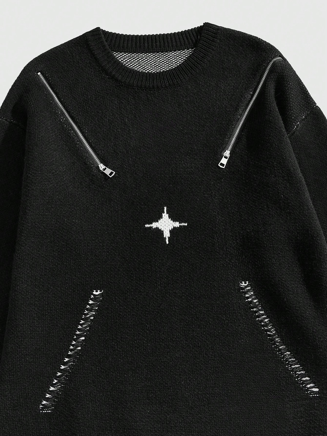 Men's Trendy Zip-Up Pullover Sweater, Casual Long Sleeve