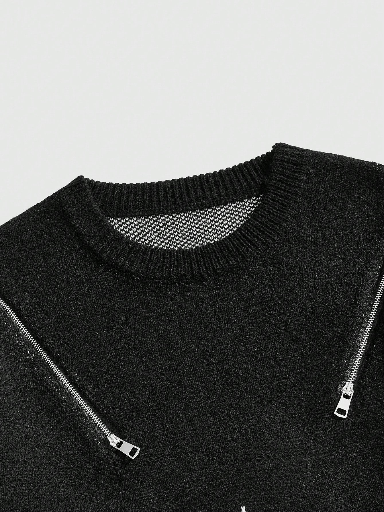 Men's Trendy Zip-Up Pullover Sweater, Casual Long Sleeve