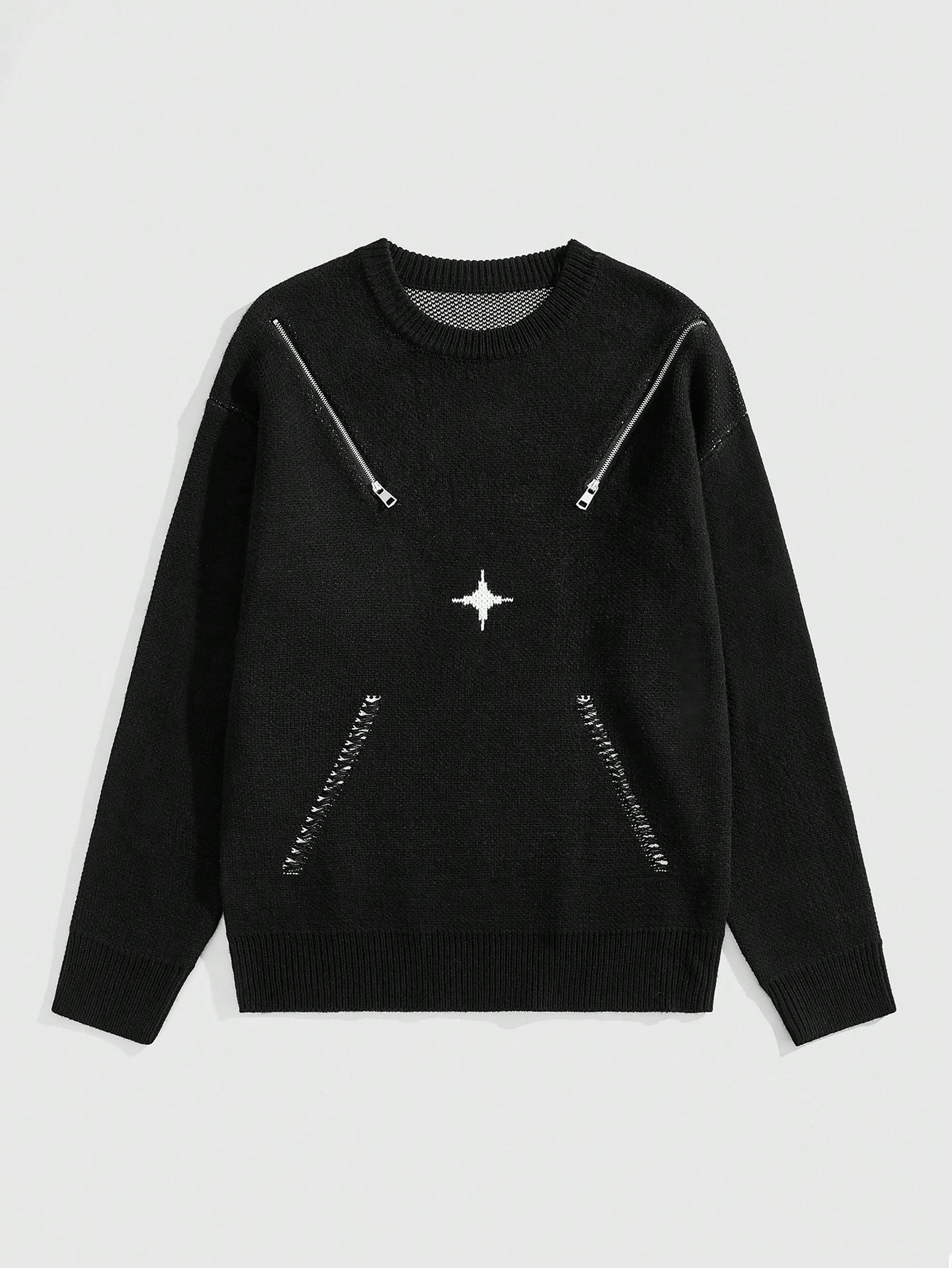 Men's Trendy Zip-Up Pullover Sweater, Casual Long Sleeve