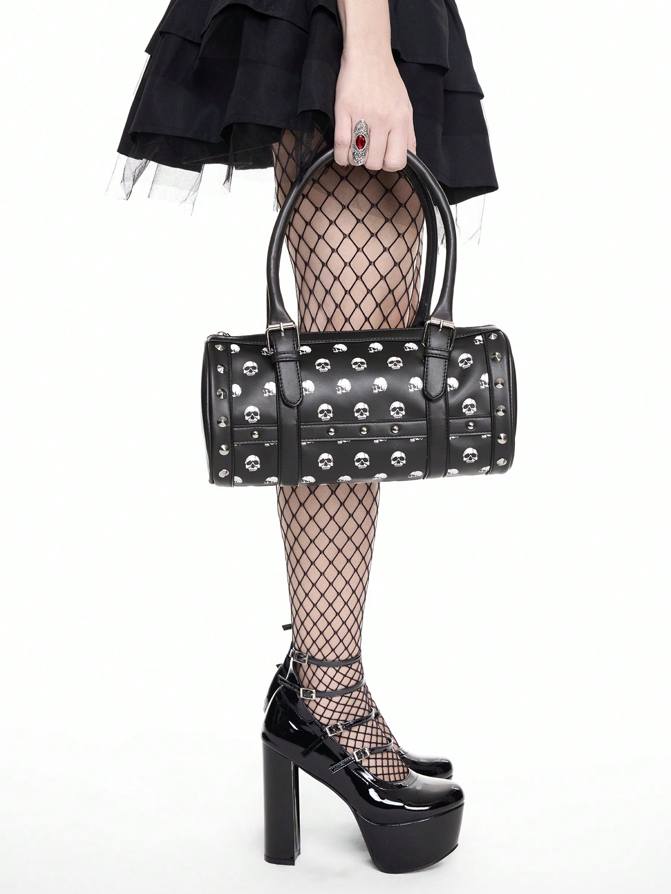 Goth Dark Gothic Skull Print Fashion Women Handbag