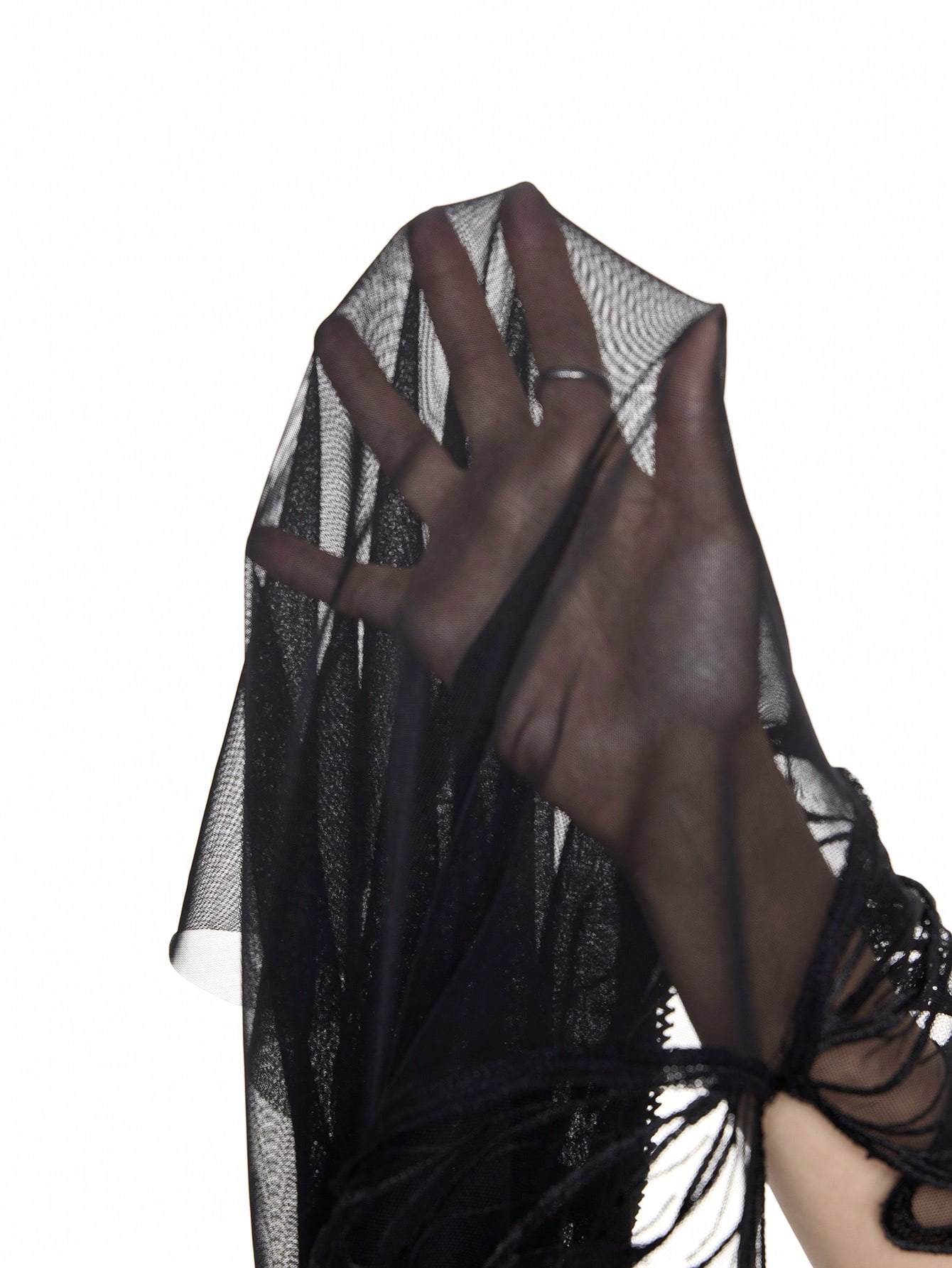 Goth Sexy See-Through Crisscross Back Bow Hollow Out Asymmetrical Hem Halter Neck Solid Black Blouse For Valentine's Day