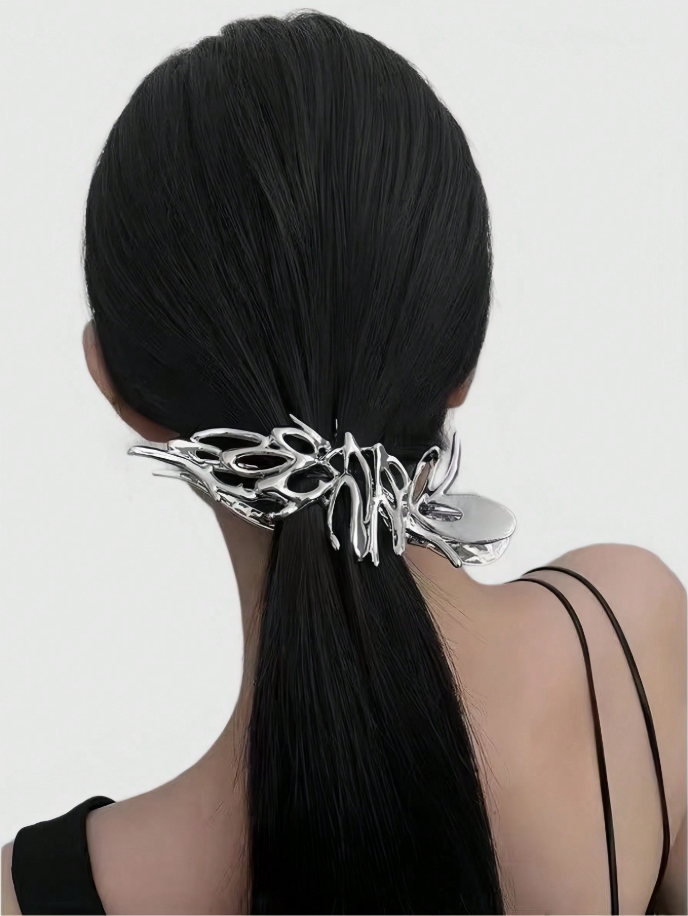 Goth 1pc Personalized Punk Liquid Distorted Shape Hair Clip, Exaggerated Design