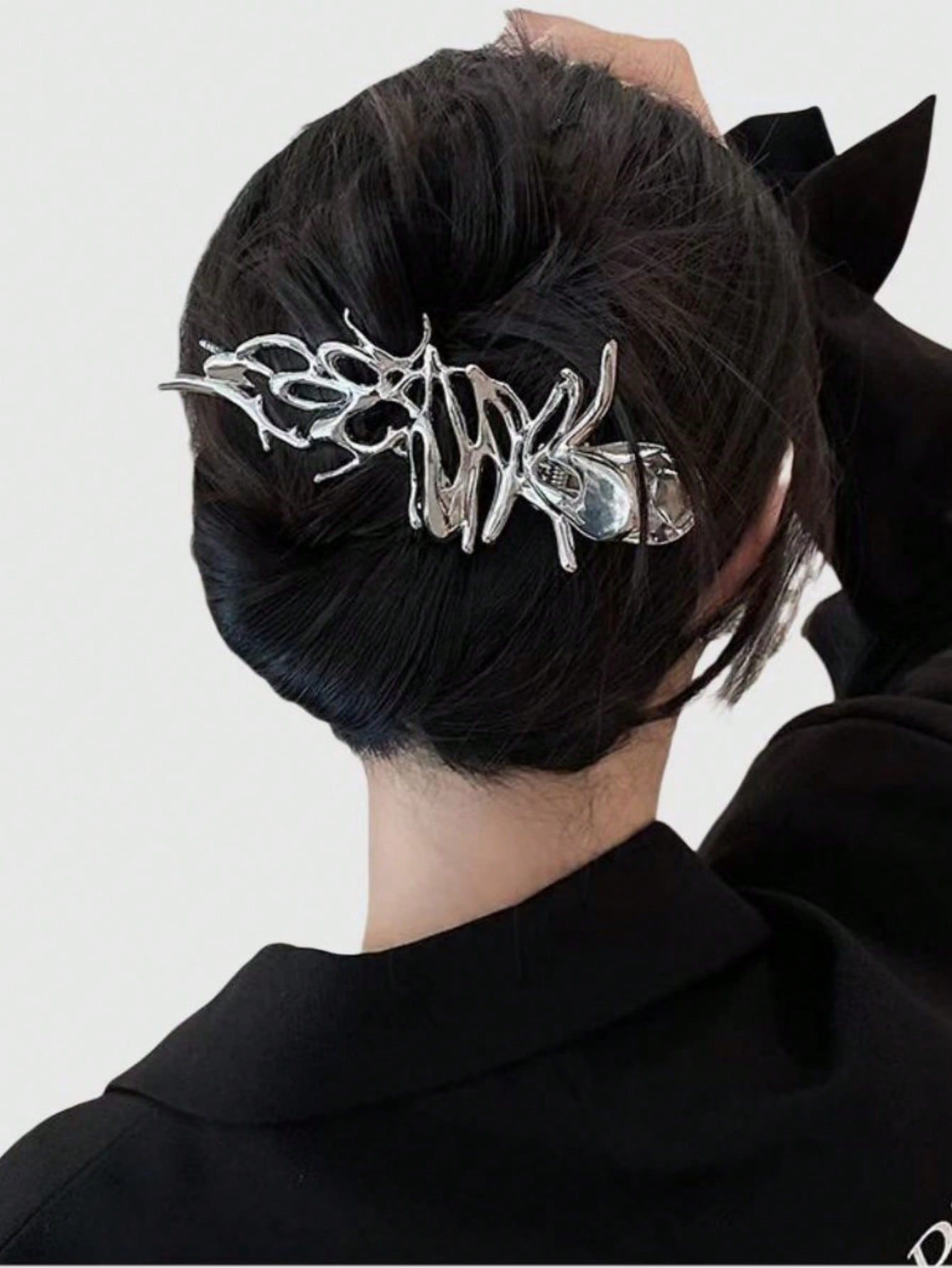 Goth 1pc Personalized Punk Liquid Distorted Shape Hair Clip, Exaggerated Design