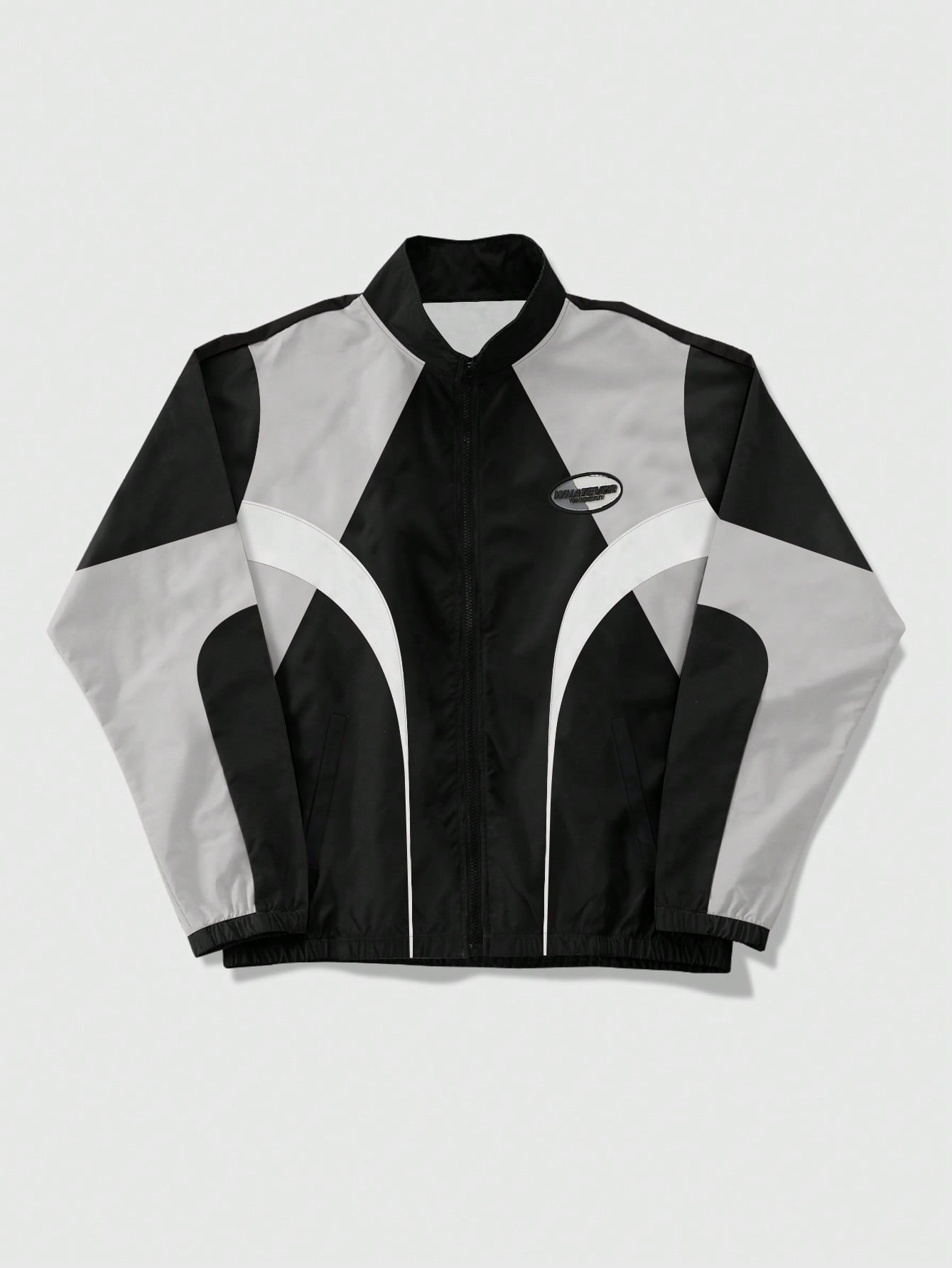 Prep Men's Colorblock Pockets Zipper Casual Versatile Long Sleeve Jacket