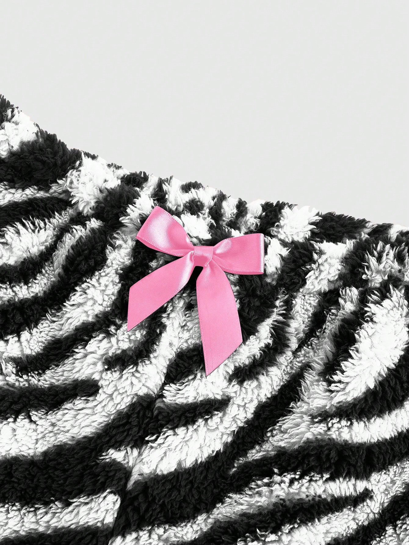 Kawaii Y2K Casual & Comfy Plus Size Zebra Print Pink Bow Tie Detail Plus Size Pants