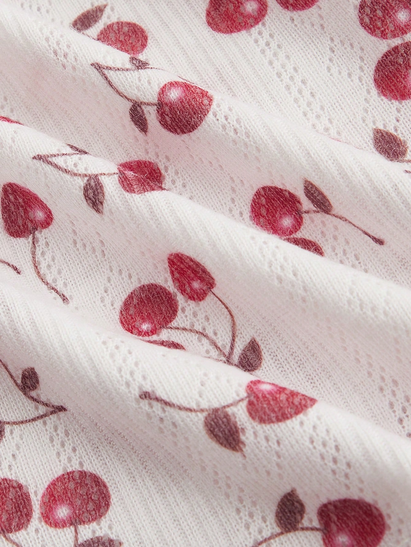 Kawaii Cottagecore Stylish Women's Cherry Print Halter Neck Vest In Textured Fabric