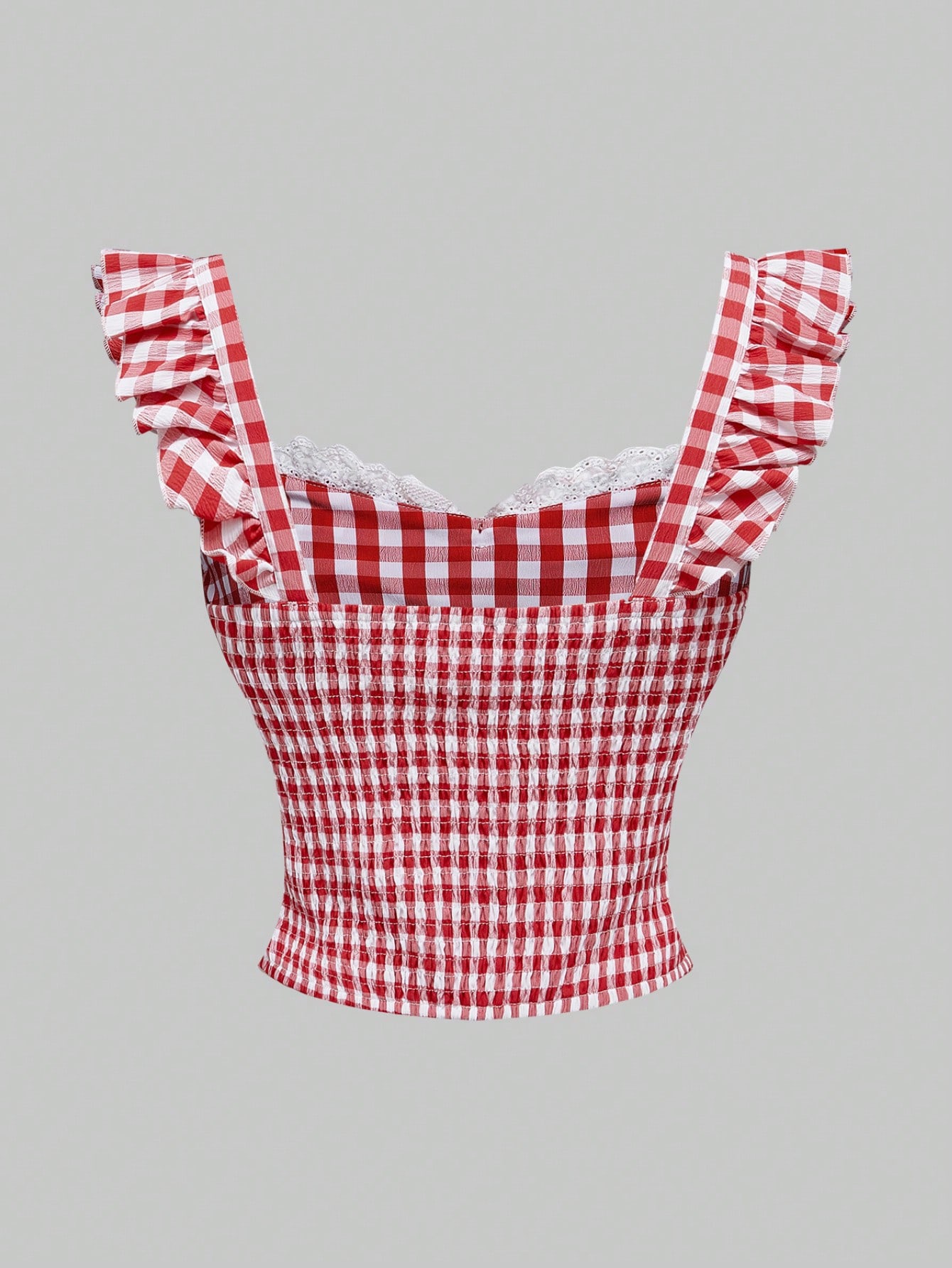 Kawaii Carnaval Valentine's 2pcs Outfit - Gingham Cami And Ultra-Short Shorts Set