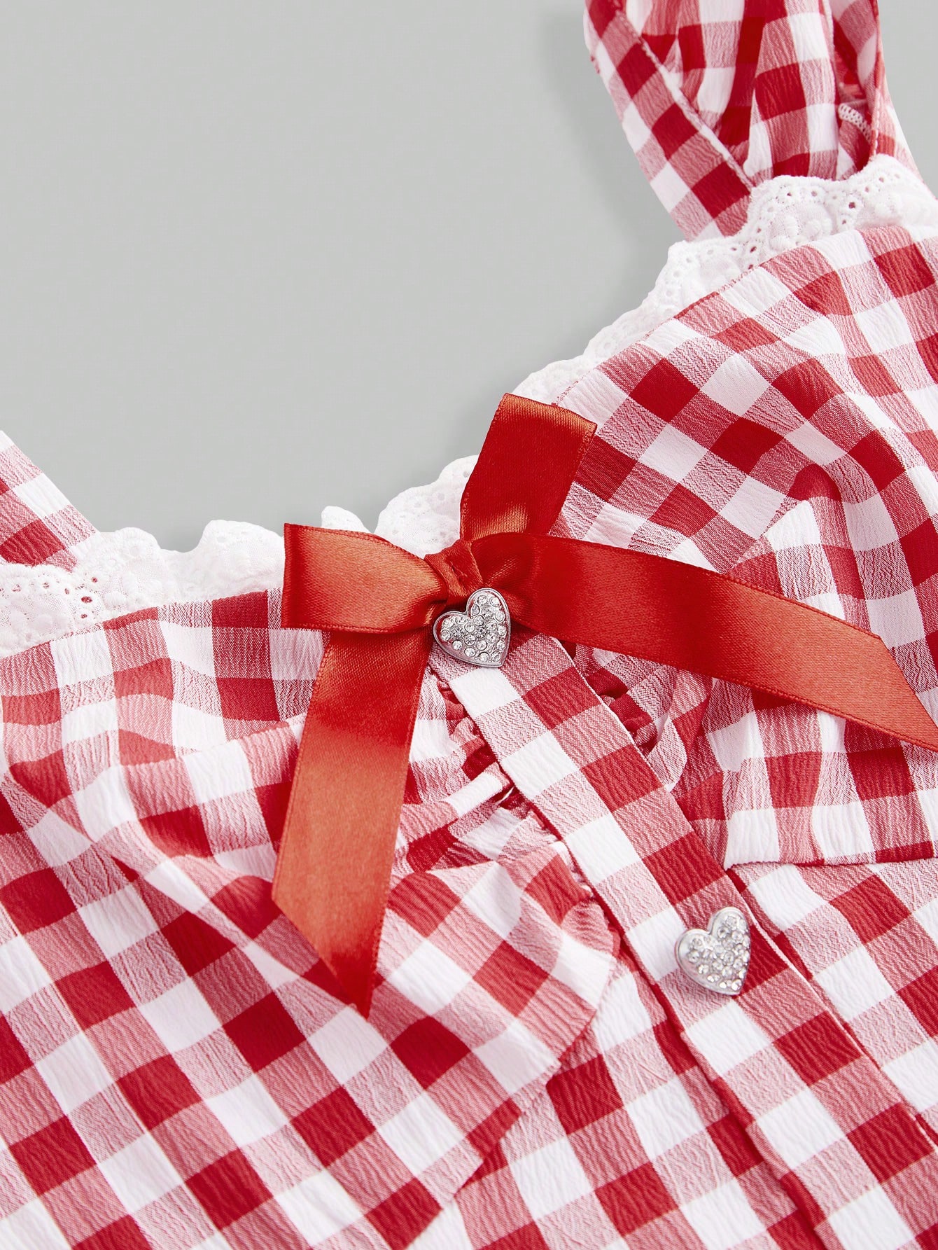 Kawaii Carnaval Valentine's 2pcs Outfit - Gingham Cami And Ultra-Short Shorts Set