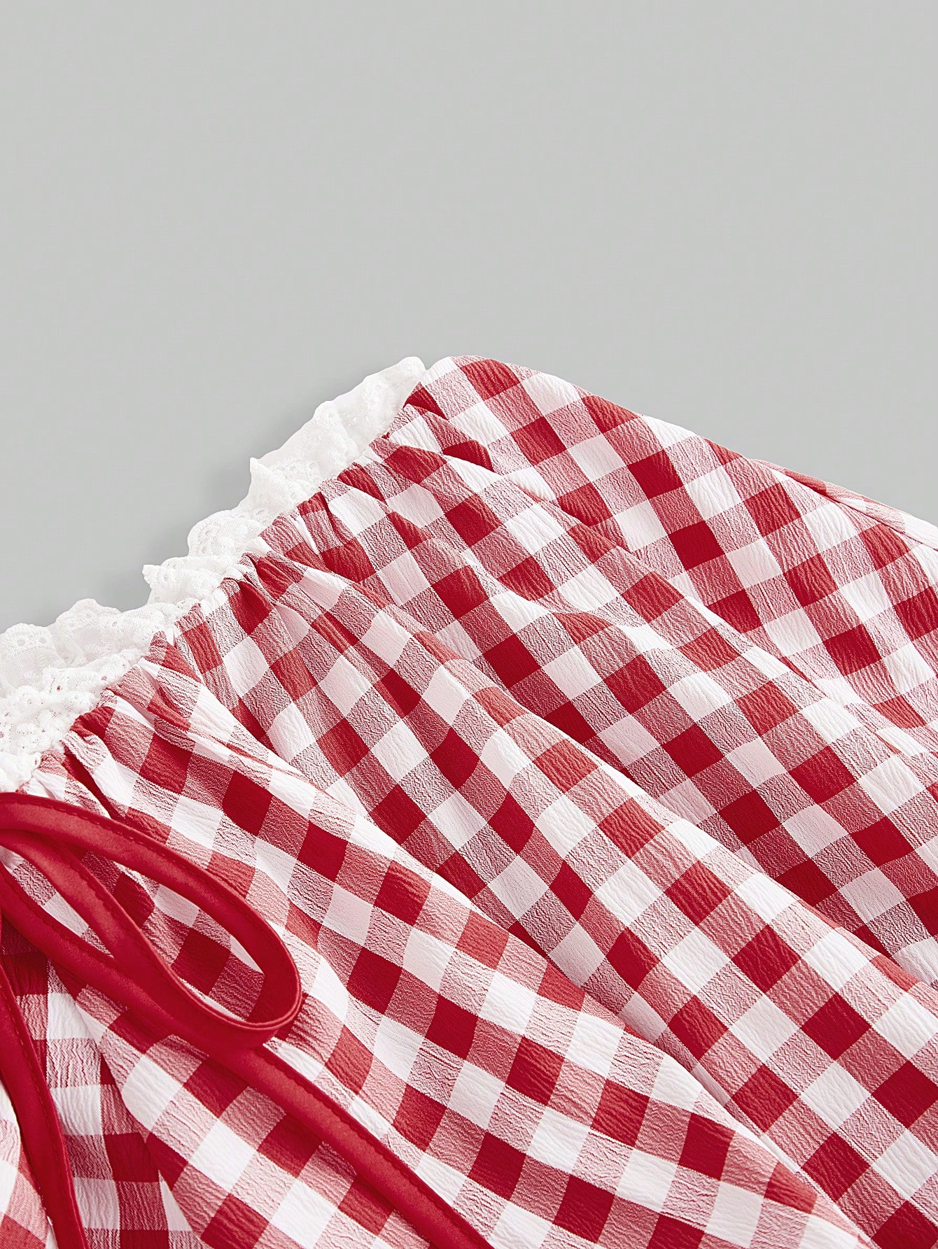 Kawaii Carnaval Valentine's 2pcs Outfit - Gingham Cami And Ultra-Short Shorts Set